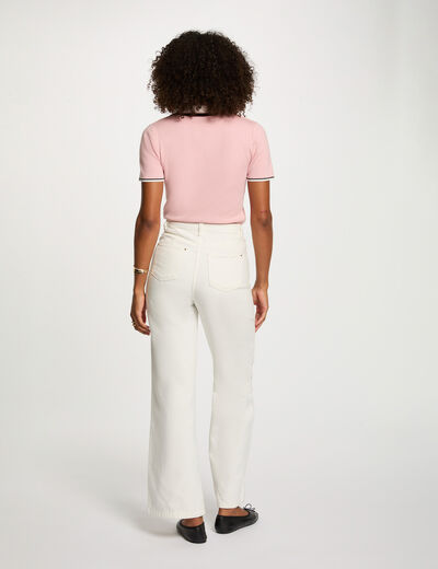 Jersey cuello tipo polo manga corta rosado polvoriento mujer