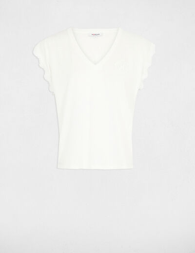 Camiseta cuello v manga corta blanco mujer