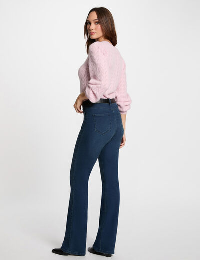 Jersey calado cuello redondo rosa pastel mujer