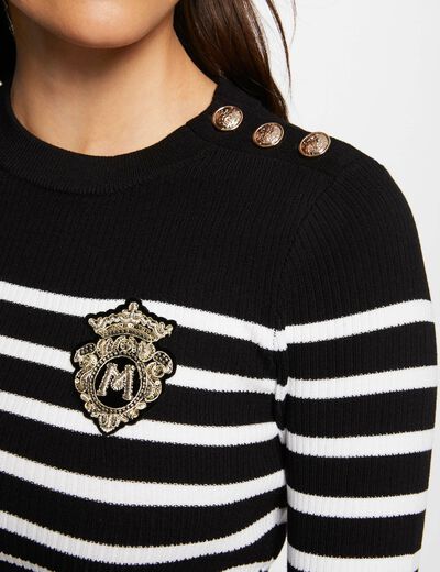 Jersey manga larga con rayas negro mujer