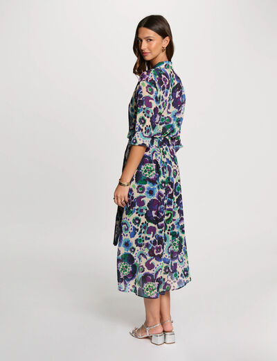 Vestido midi recto estampado multicolor mujer