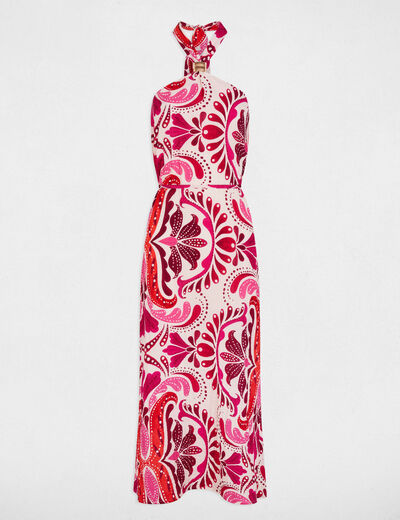 Vestido ajustado con cuello alto multicolor mujer