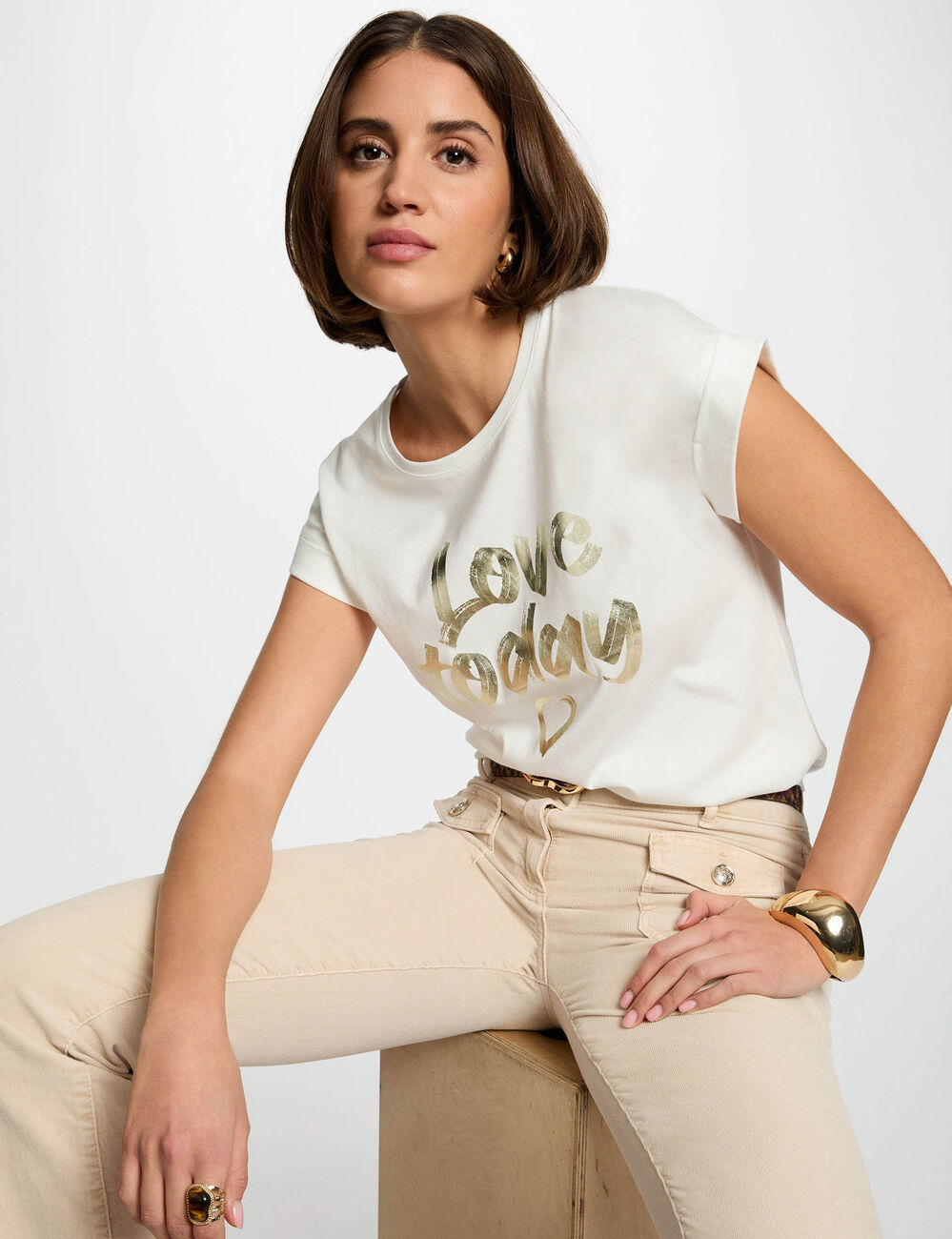 Camiseta con mensaje blanco mujer
