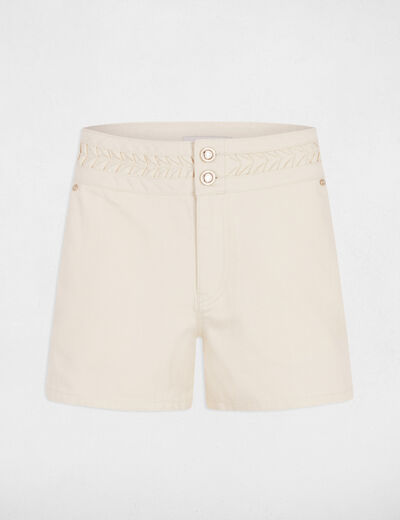 Short vaquero talle bajo creme mujer