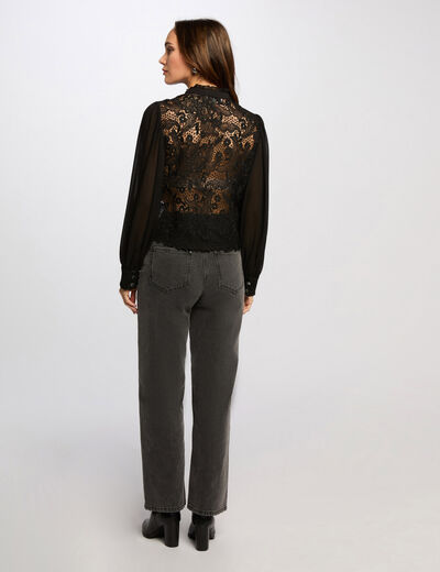 Camisa manga larga negro mujer