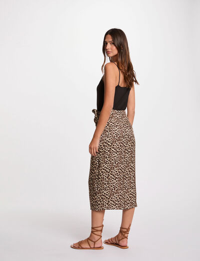 Falda midi estampada multicolor mujer