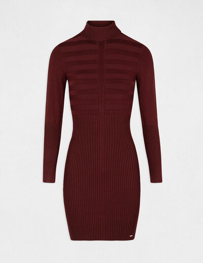 Vestido ajustado con cuello de tortuga violeta oscuro mujer