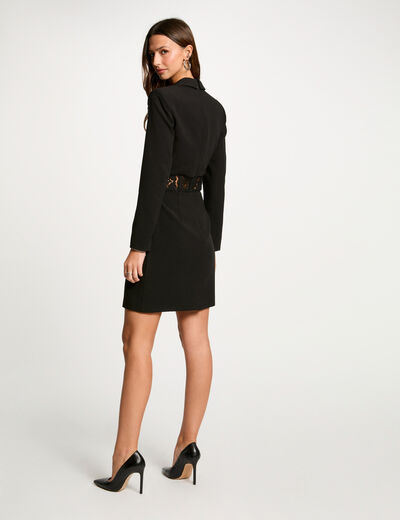 Vestido corto ajustado encaje negro mujer