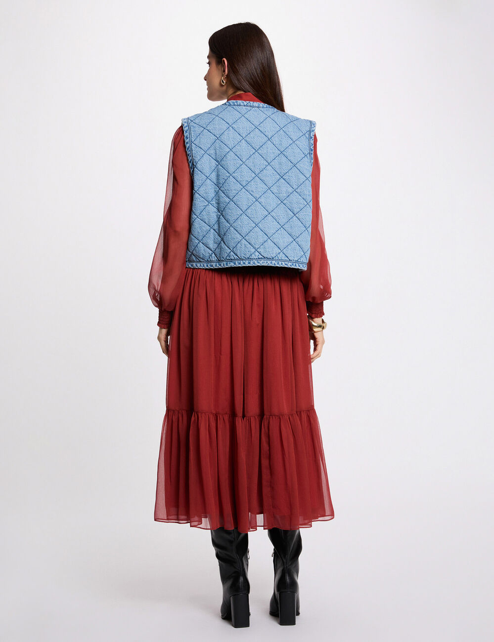 Chaleco acolchado denim stone mujer
