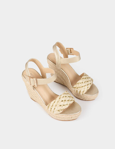 Sandalias con plataformas amarillo oro mujer