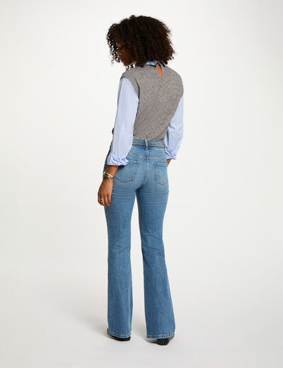 Jersey con cuello de camisa gris claro mujer