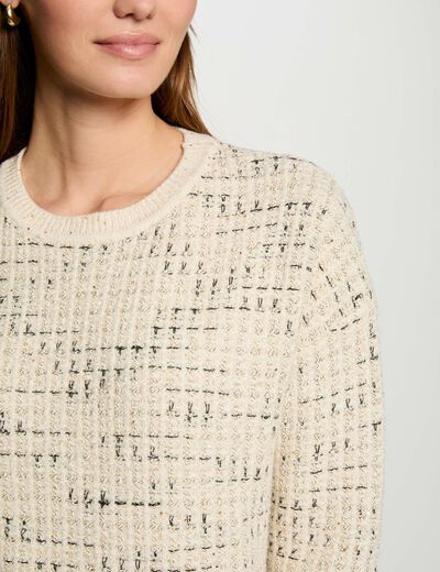 Jersey cuello redondo crudo mujer