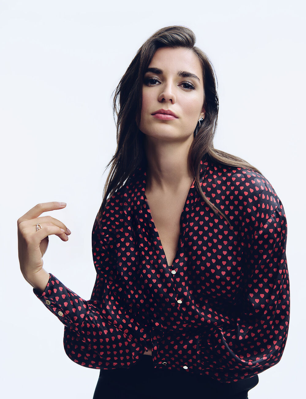 Camisa con cuello vuelto multicolor mujer