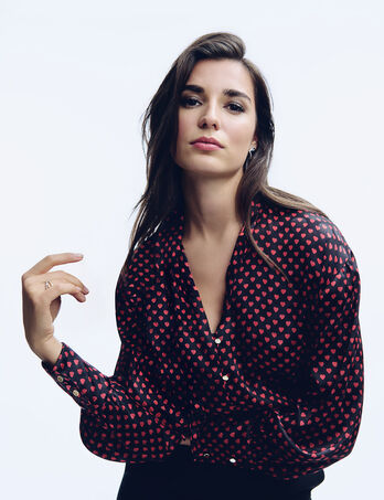 Camisa con cuello vuelto multicolor mujer