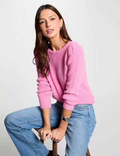 Jersey cuello redondo rosa medio mujer