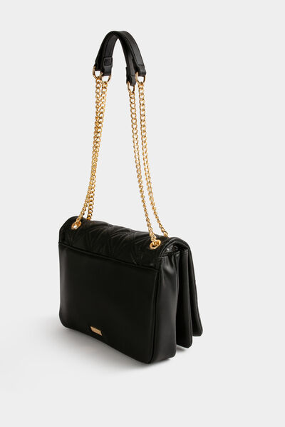 Bolso cartera de mano efecto acolchado negro mujer