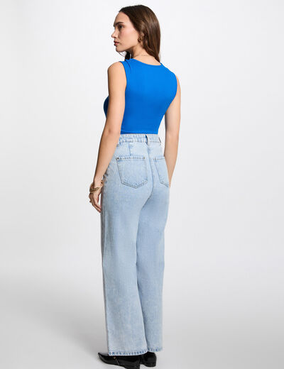 Top sin manga azul eléctrico mujer