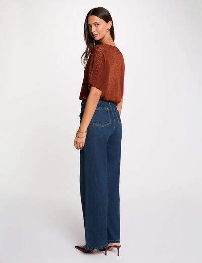Jersey oversize con cuello en V marr&oacute;n co&ntilde;ac mujer