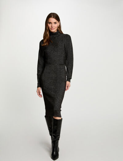 Vestido punto ajustado 2 en 1 gris anthracite mujer