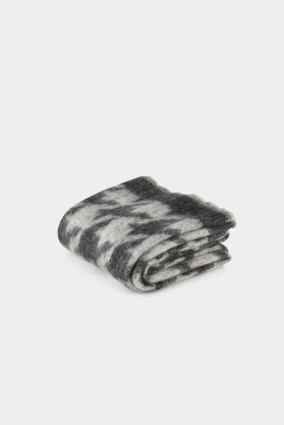 Bufanda estampado pata de gallo gris moyen mujer