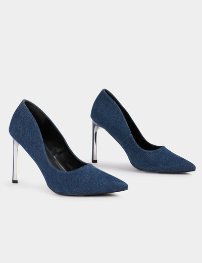 Zapatos tacones de aguja denim crudo mujer