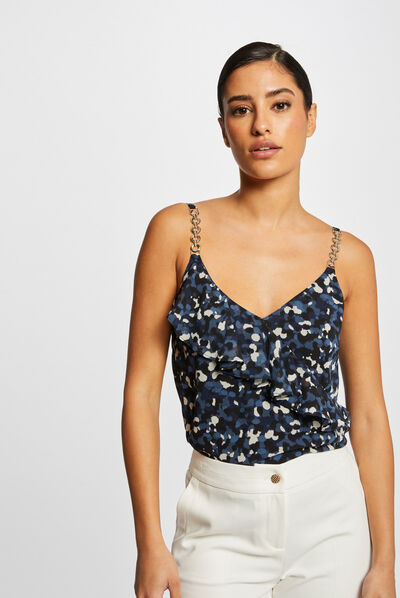 Top con tirantes finos estampado azul mujer