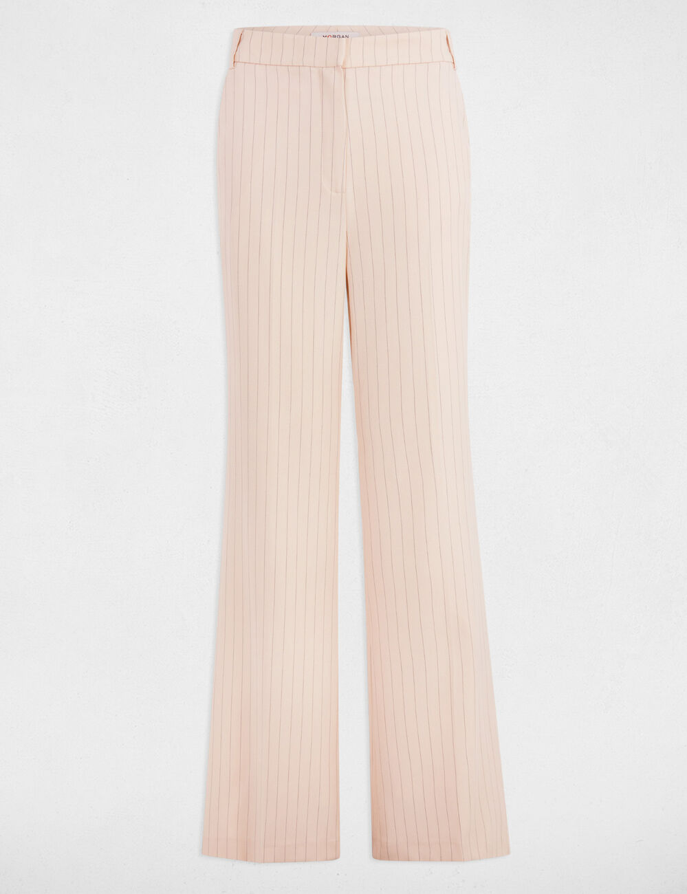Pantalón pernera ancha rayas rosa claro mujer