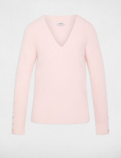 Jersey cuello v mangas largas rosa claro mujer