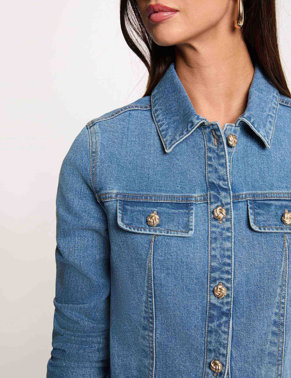 Chaqueta vaquera corta denim stone mujer