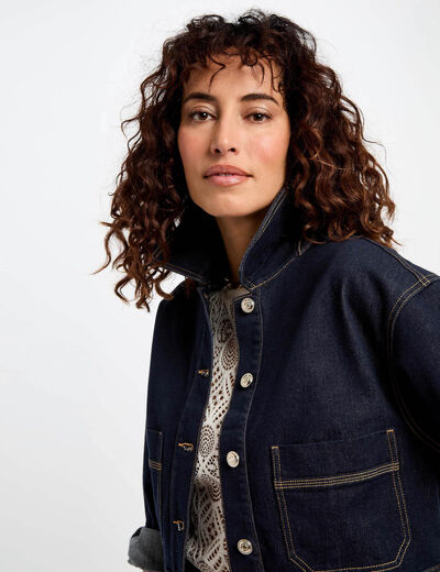 Chaqueta corta vaquero denim crudo mujer