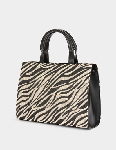 Bolso shopper estampado marfil mujer