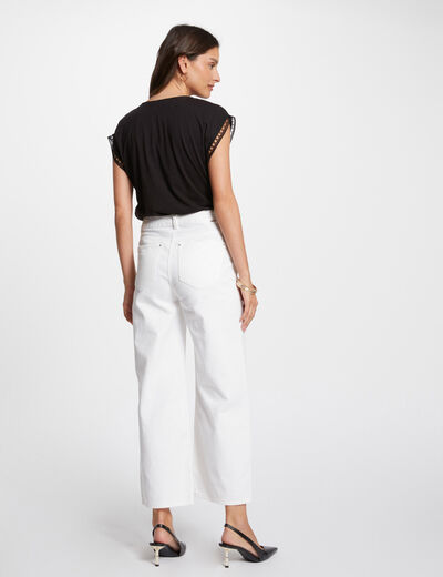 Vaquero pernera ancha strass crudo mujer