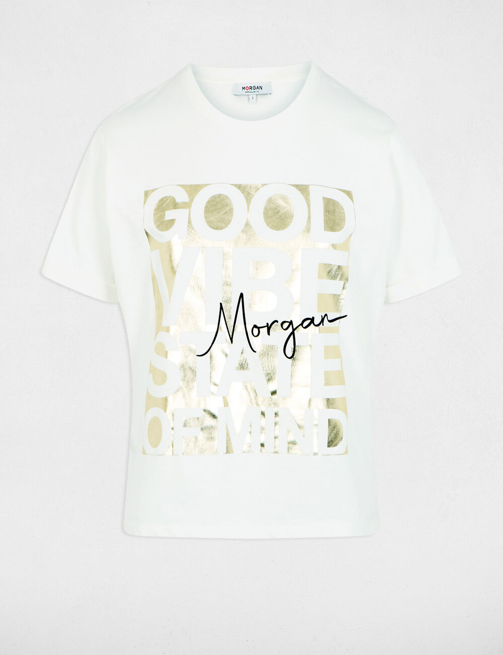 Camiseta cuello redondo blanco mujer