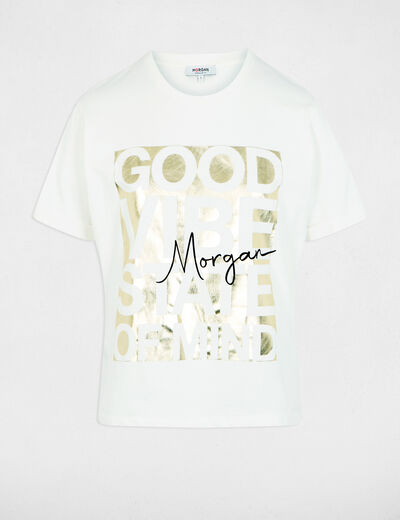 Camiseta cuello redondo blanco mujer