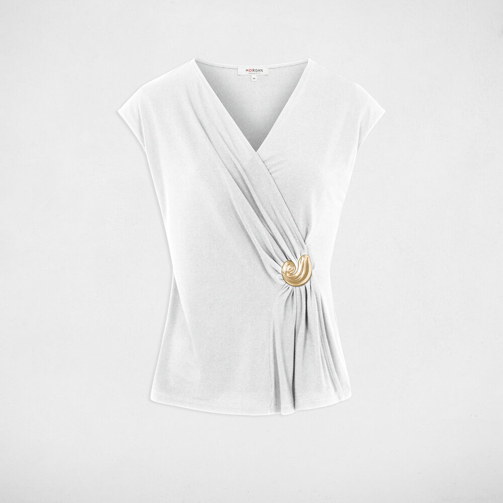 Top sin mangas cuello v blanco mujer