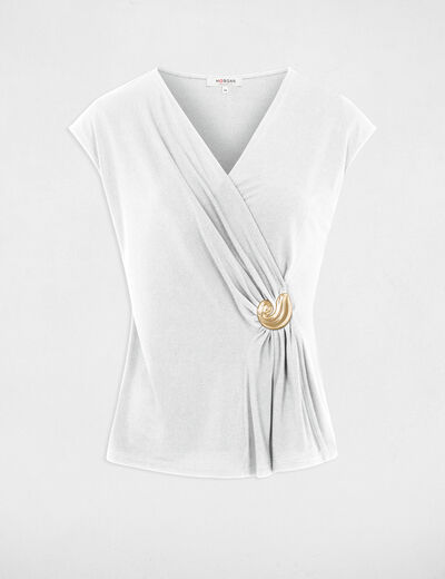 Top sin mangas cuello v blanco mujer