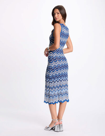 Vestido punto midi estampado azul eléctrico mujer