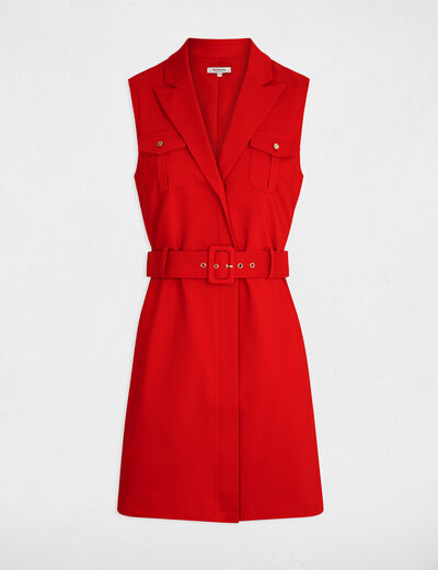 Vestido entallado cinturón rojo mujer