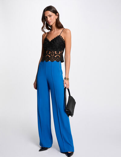 Pantalón pernera ancha holgada azul eléctrico mujer