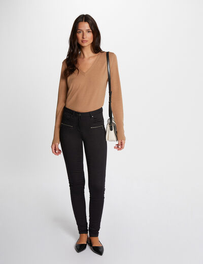 Vaquero slim con cremallera negro mujer