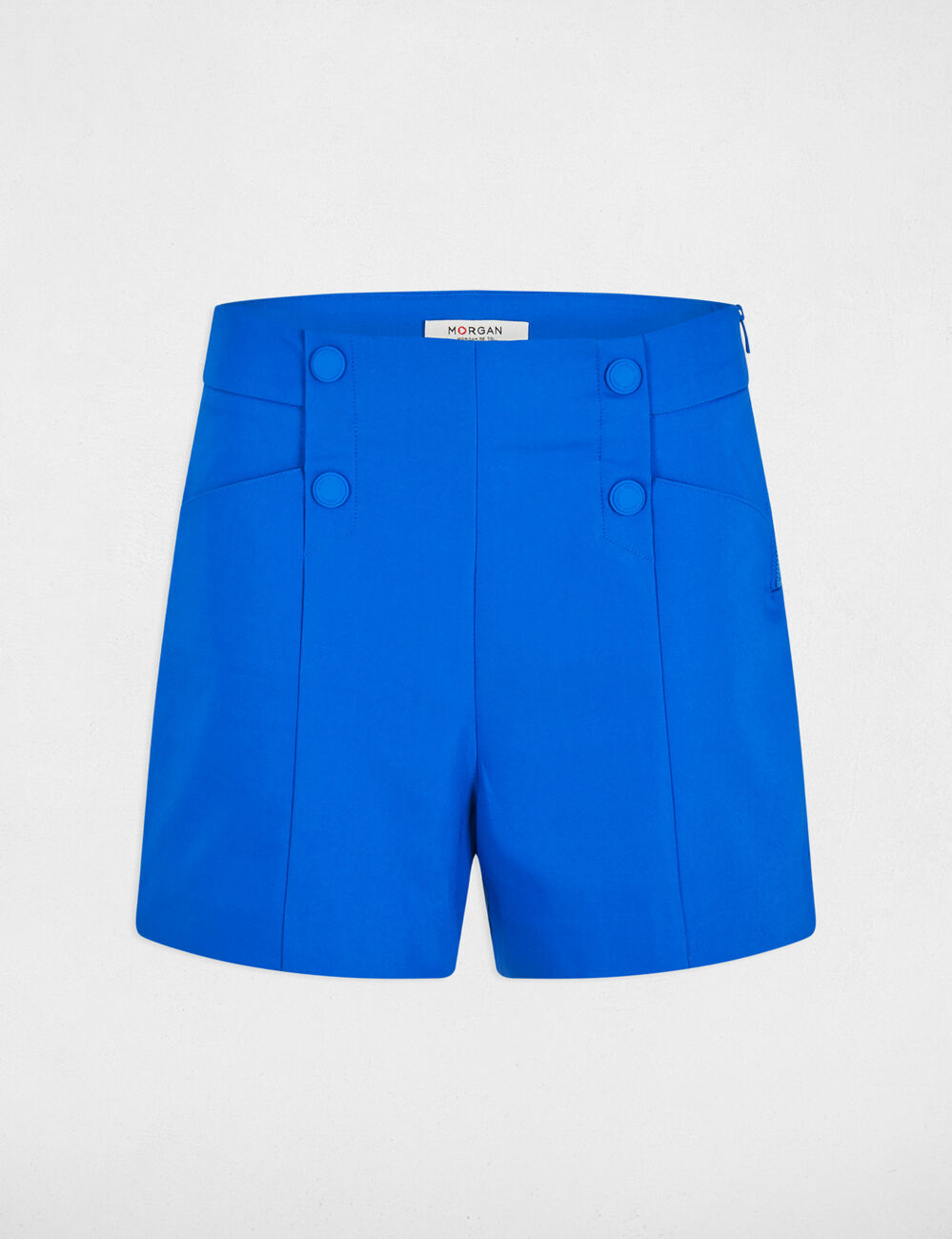 Short recto con pinzas azul eléctrico mujer