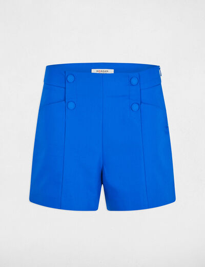 Short recto con pinzas azul eléctrico mujer