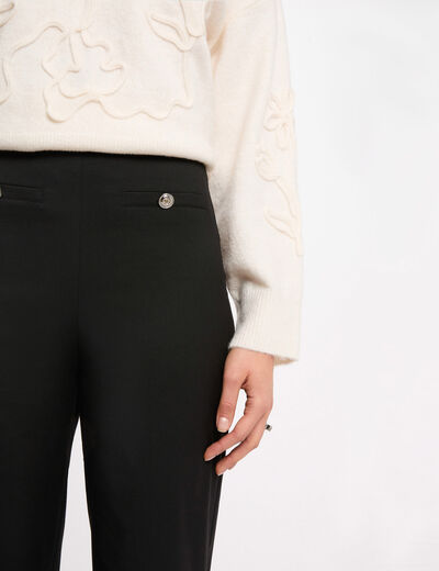 Pantal&oacute;n ancho de tiro alto negro mujer