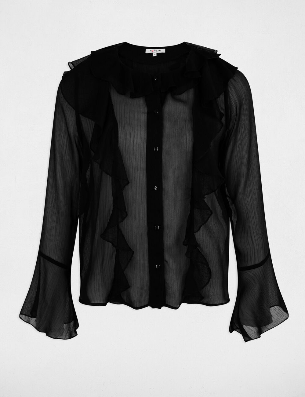 Camisa fluida negro mujer