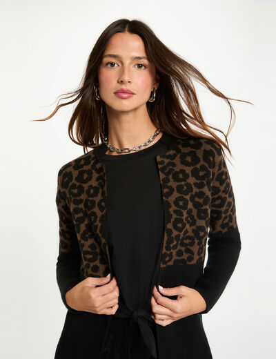 Chaleco jacquard leopardo multicolor mujer