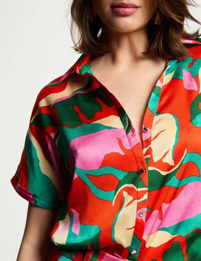 Camisa manga corta multicolor mujer