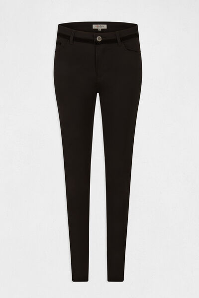 Pantalón skinny mojado con terciopelo negro mujer