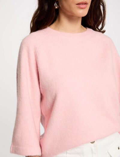 Jersey extragrande manga 3/4 rosado polvoriento mujer