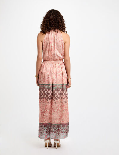 Vestido largo recto estampado multicolor mujer