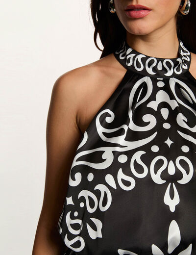 Vestido largo con cuello alto multicolor mujer